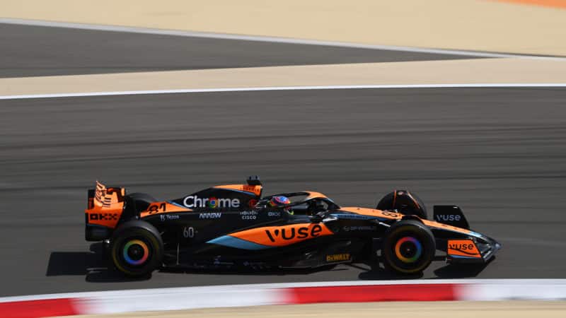 McLaren of Oscar Piastri in 2023 F1 testing