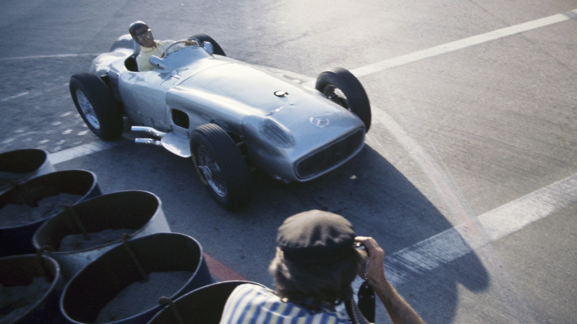 Mercedes W196 of Juan Manuel Fangio in 1976 Long Beach Historic race