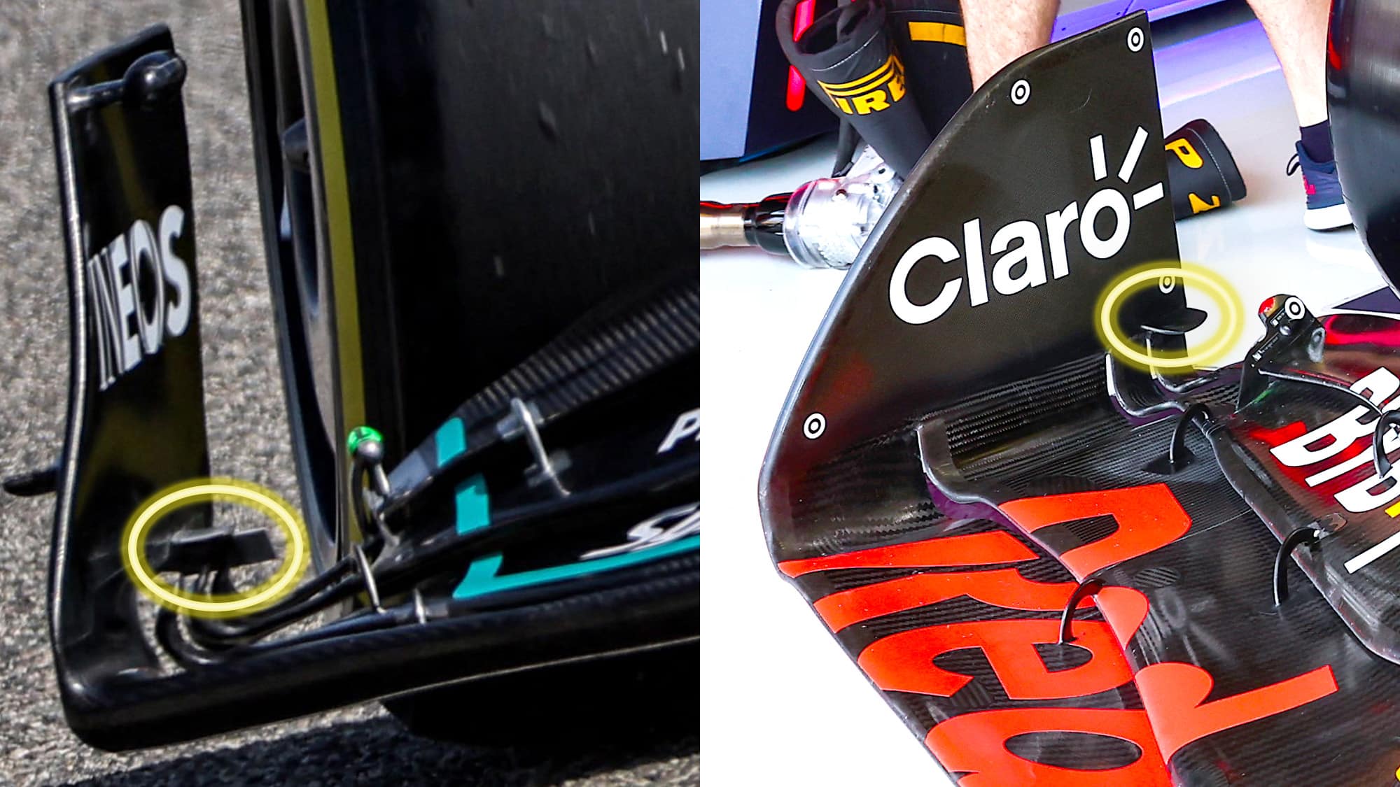 Mercedes and Red Bull winglets