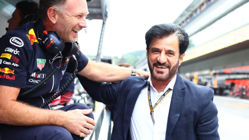 Mohammed Ben Sulayem laughs with Christian Horner