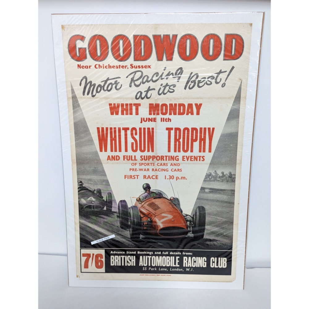 Original Vintage Goodwood 1950s Whitsun Trophy Poster - Motor Sport ...