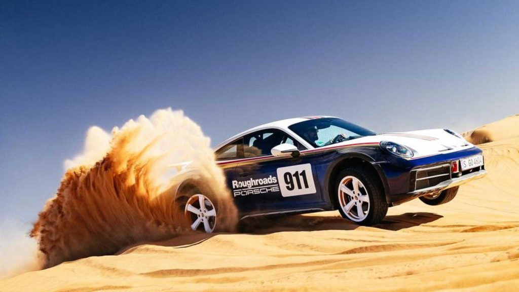 Porsche 911 kicking up dust