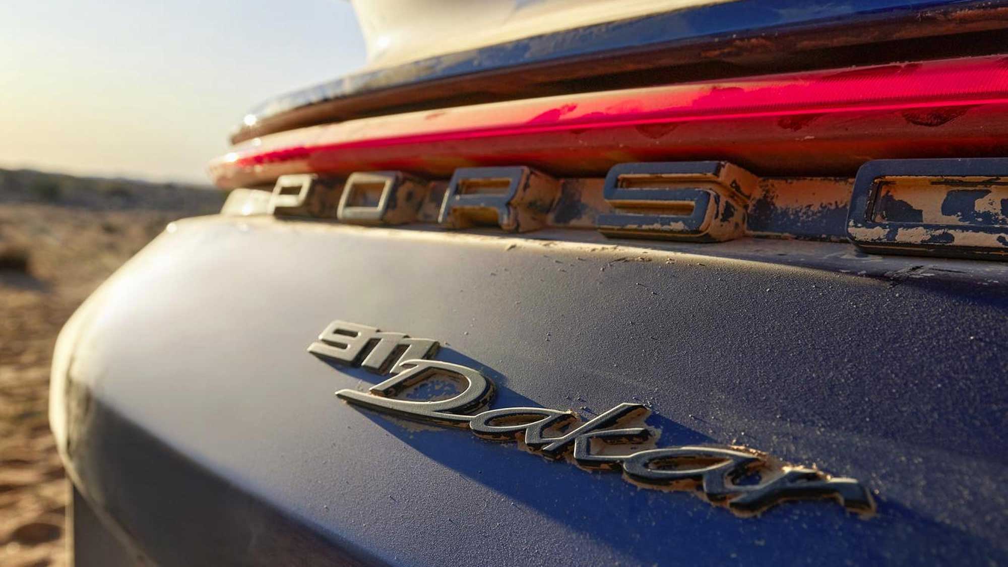 Porsche logo and rear