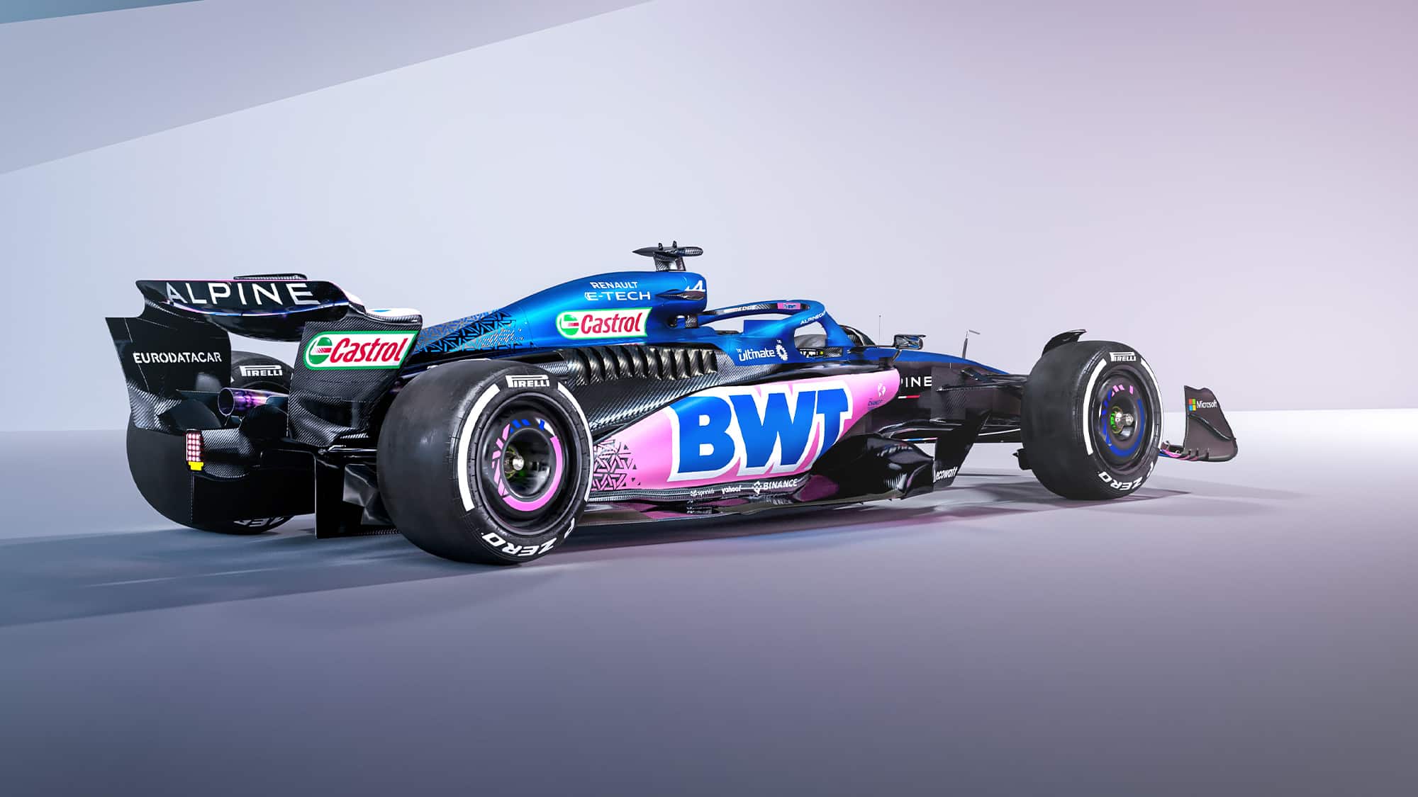Rear of 2023 Alpine F1 car at launch