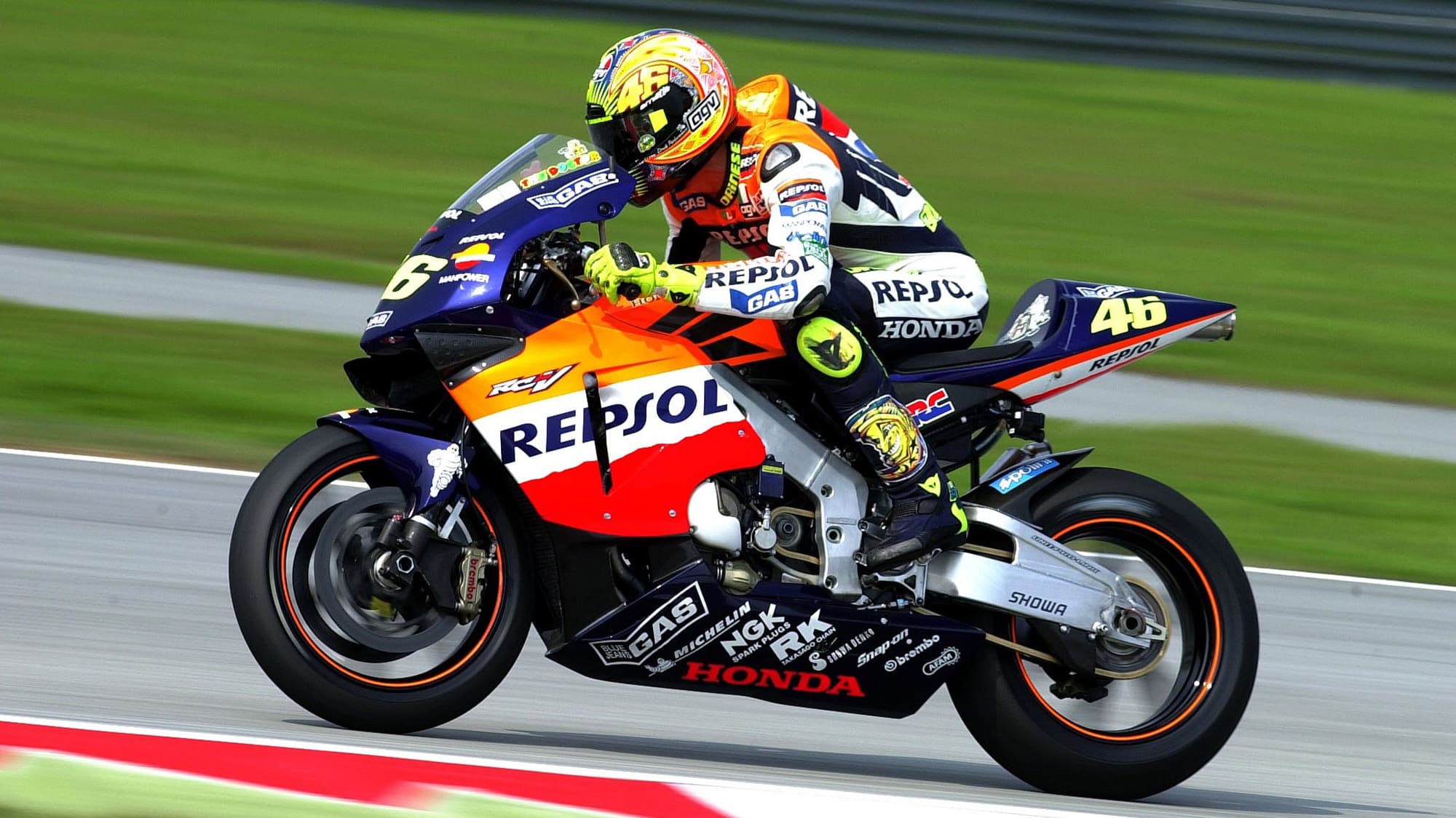 Valentino Rossi on Honda RC211V in 2002