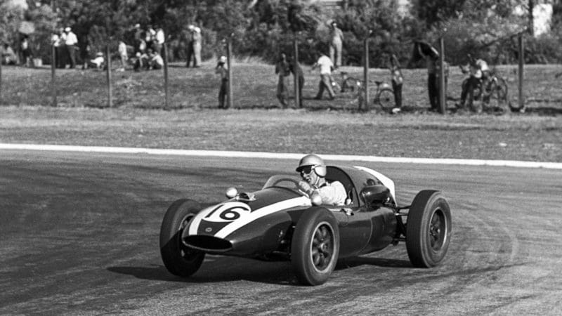 Bruce McLaren on his way to winning the 1960 Argentine Grand Prix