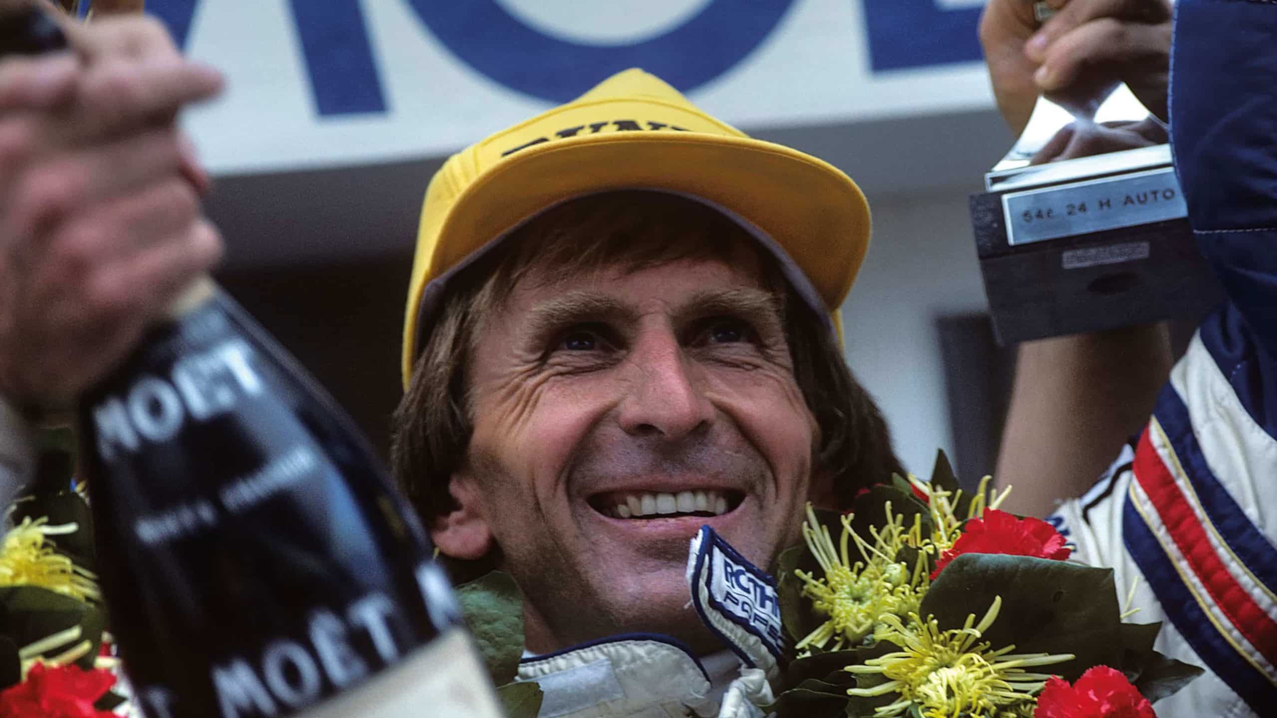 Derek Bell celebrating victory