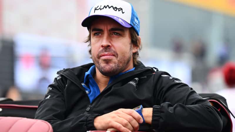 Fernando Alonso on grid parade for Alpine in 2022 F1 season