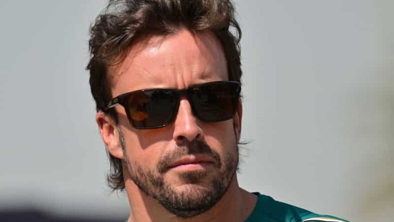 Fernando Alonso wearing sunglasses ahead of final practice at 2023 Bahrain Grand Prix