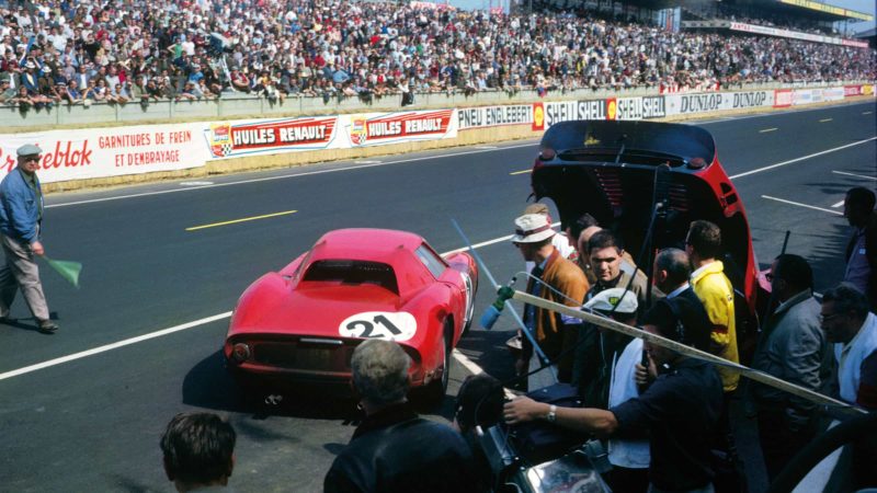 Ferrari being worked on at Le Mans