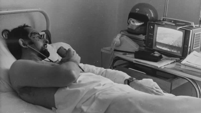 Henri Pescarolo in hospital bed