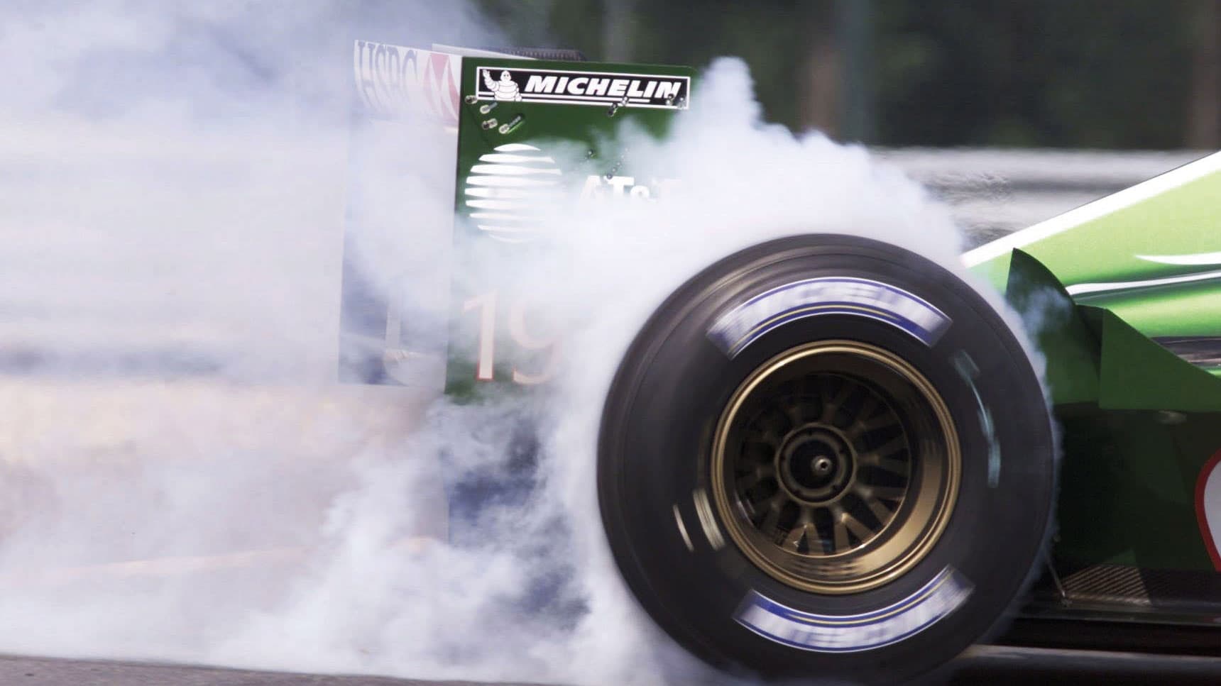 Jaguar burning rubber tires