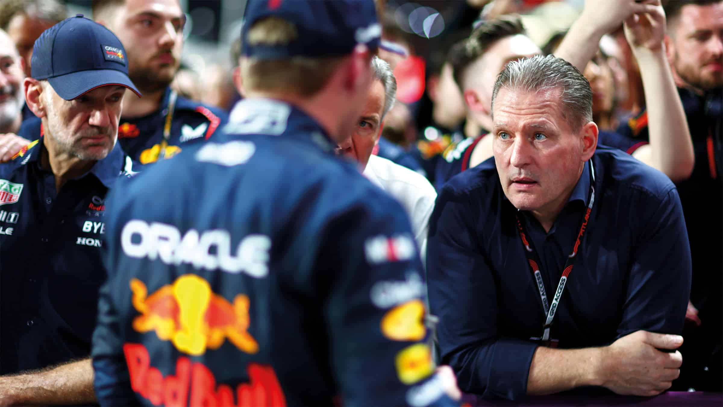 Jos Verstappen chats to son Max