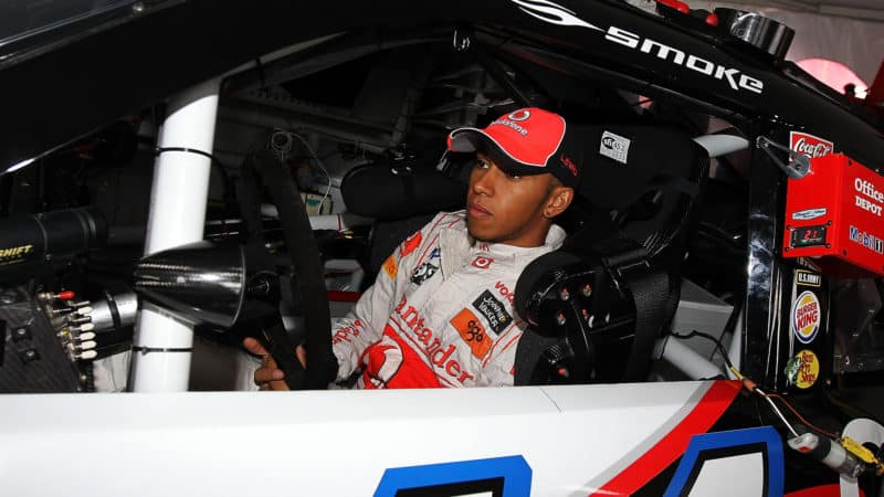 Lewis Hamilton in Tony stewart NASCAR