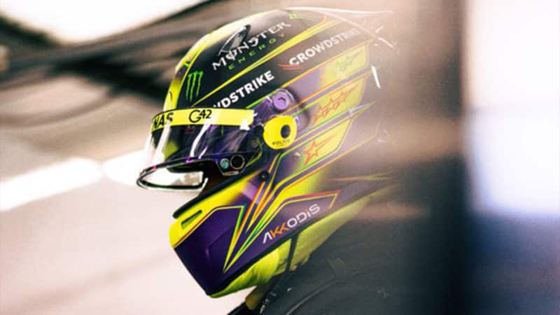Lewis Hamilton Mercedes crash helmet 2023