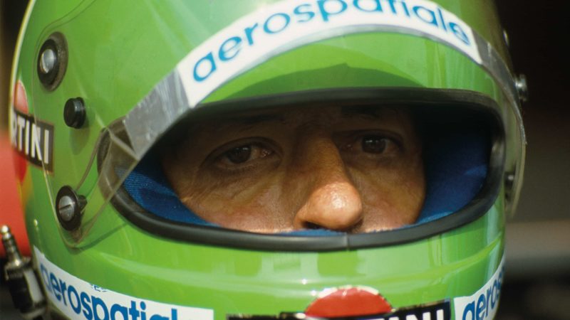 Man in the green helmet