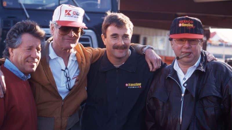 Mario Andretti, Paul Newman, Mansell and Carl Haas