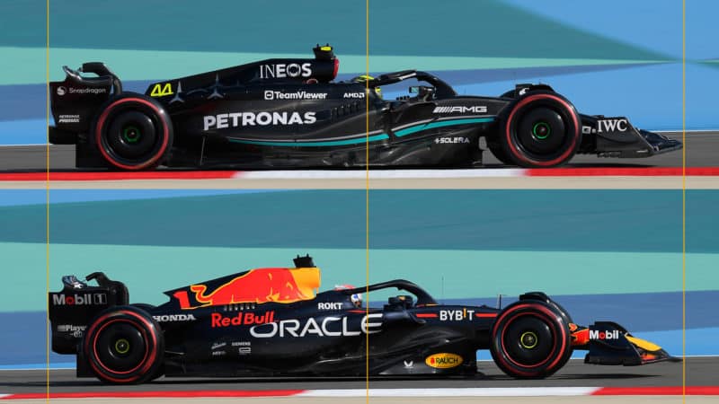 Red Bull and Mercedes 2023 F1 car comparison
