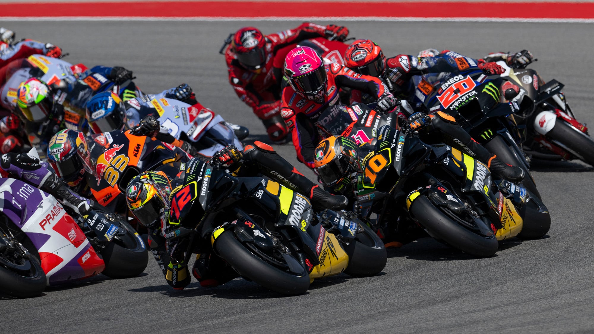 MotoGP pack leans into Turn 11 at 2023 Portuguese GP