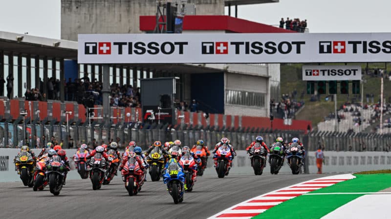 MotoGP race start at Portimao in 2022