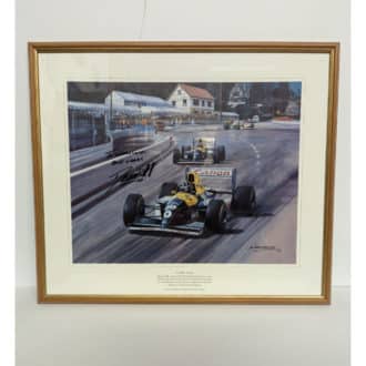 Product image for Victory at Spa' Framed Print Signed by Damon Hill