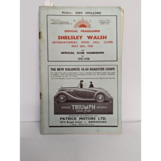 Product image for Vintage Shelsey Walsh Hill Climb Programme 1937 Signed Mays, Johnson & Petre