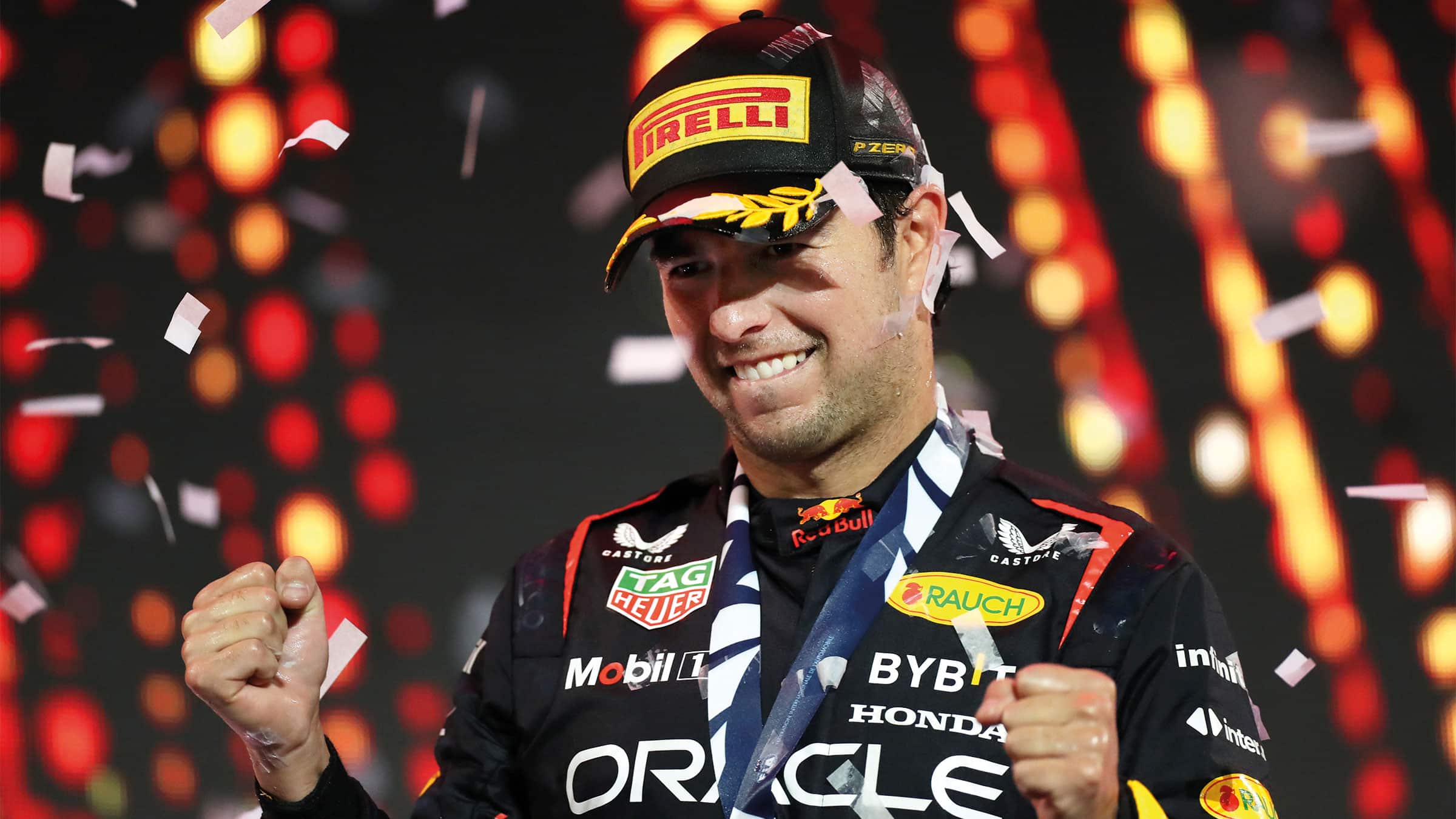 Pérez celeberates victory