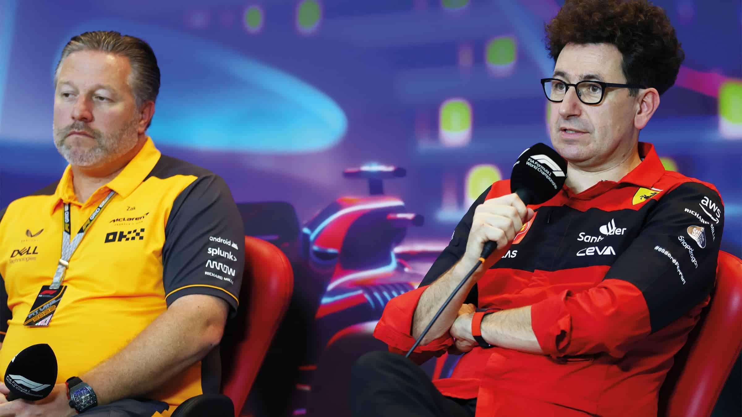 Zak Brown with Mattia Binotto