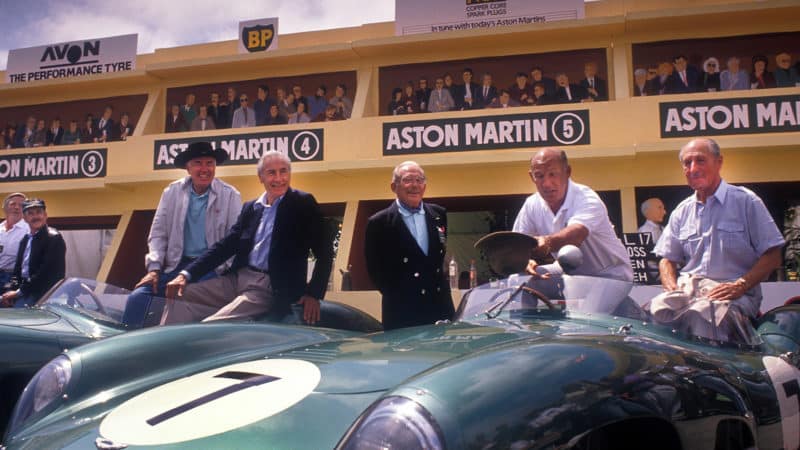 Aston Martin Le Mans team reunion with Stirling Moss Carroll Shelby and David Brown