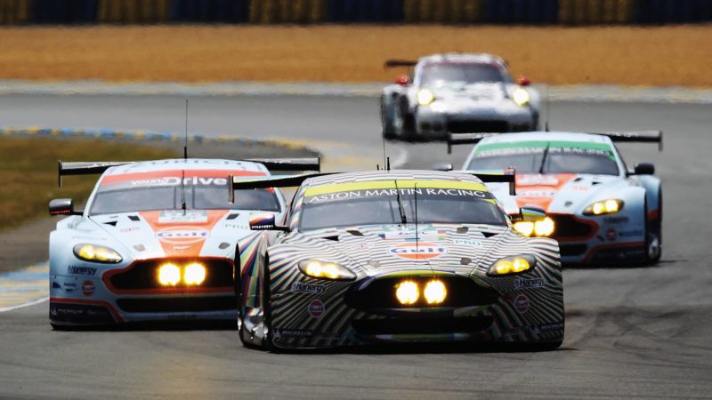 Aston Martins on track at Le Mans