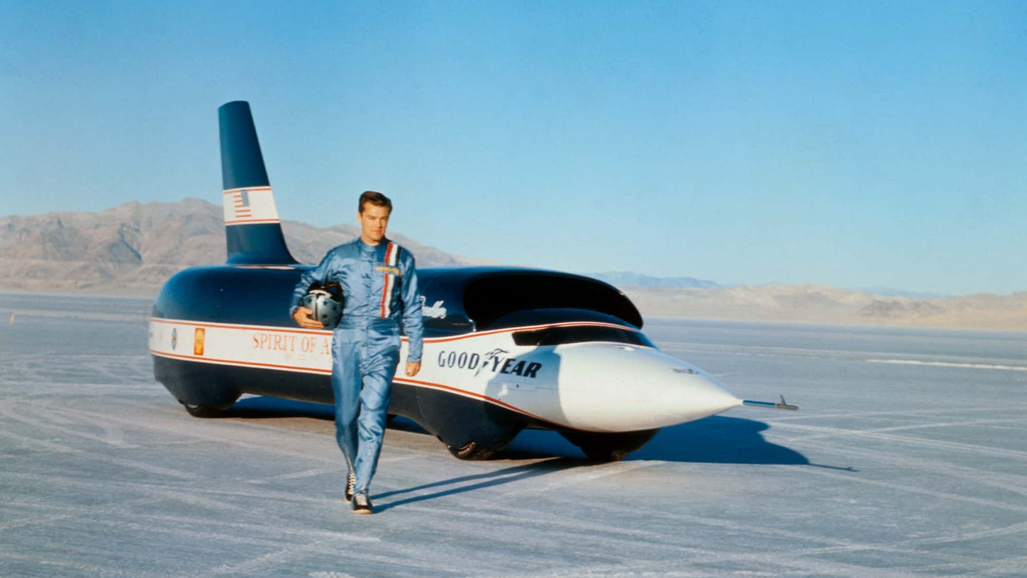 Craig Breedlove with Spirit of America Sonic 1 car