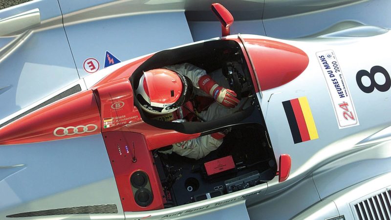 Emanuele Pirro at the wheel of his Audi R8 in 2000