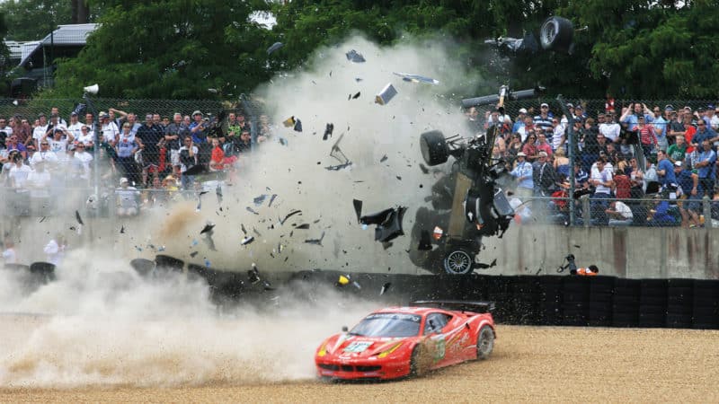 Huge crash at Le mans 2011