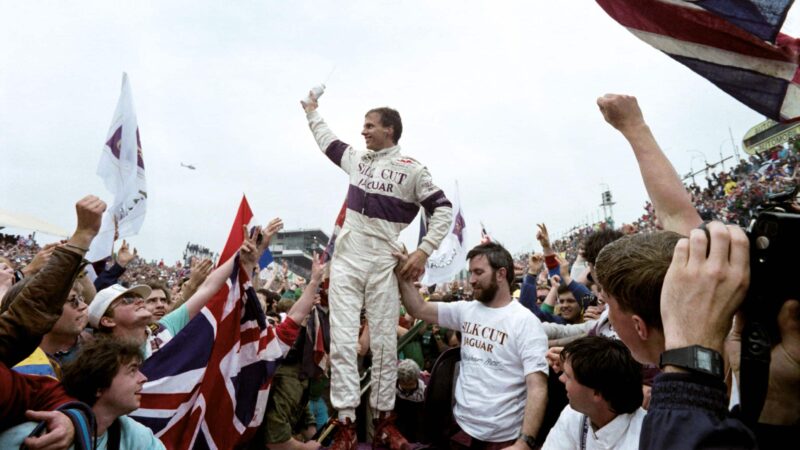 Jan Lammers celebrates le mans win