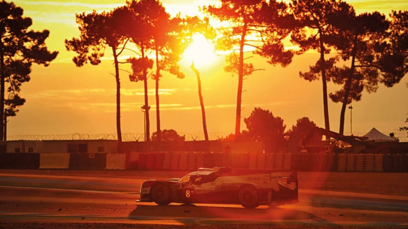 LMP1 on track during a sunset