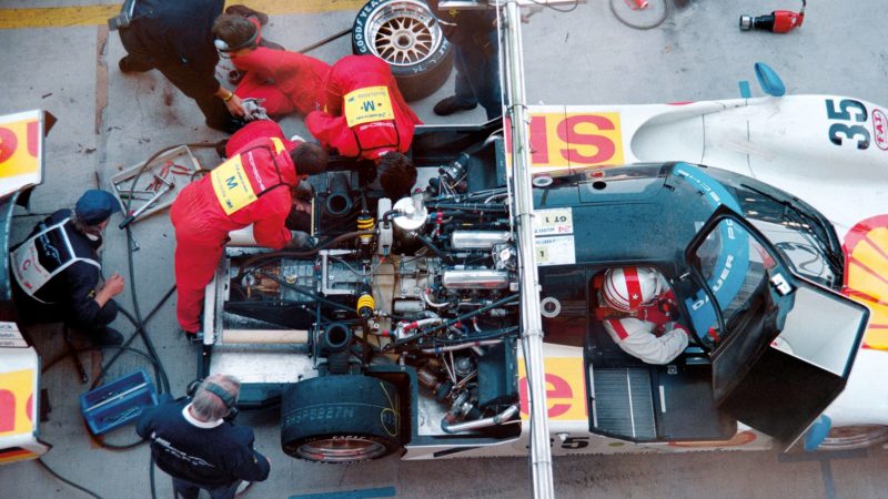 Le mans 1994 Prosche being worked on