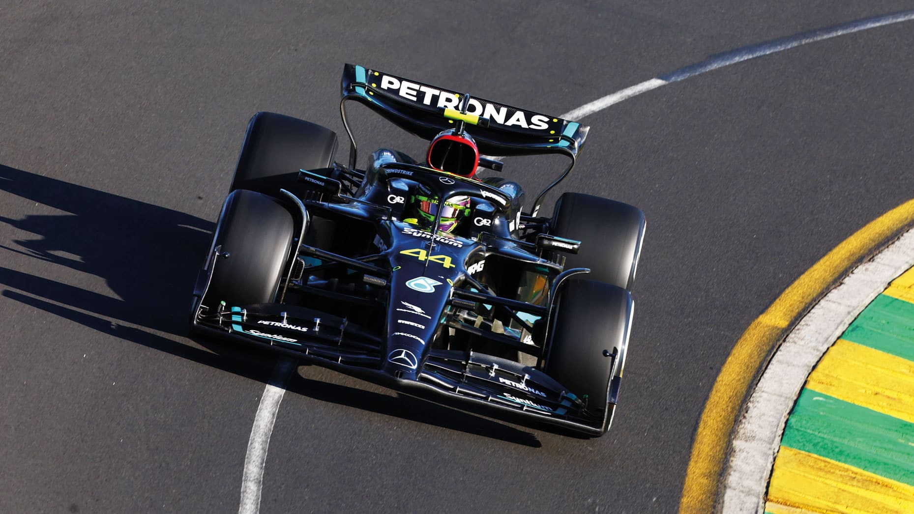 Leiws Hamilton on track