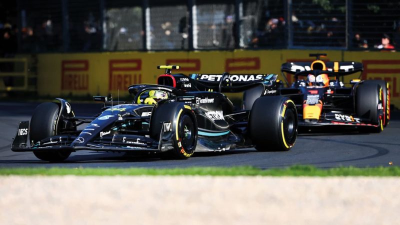 Lewis Hamilton leads Verstappen at Albert Park