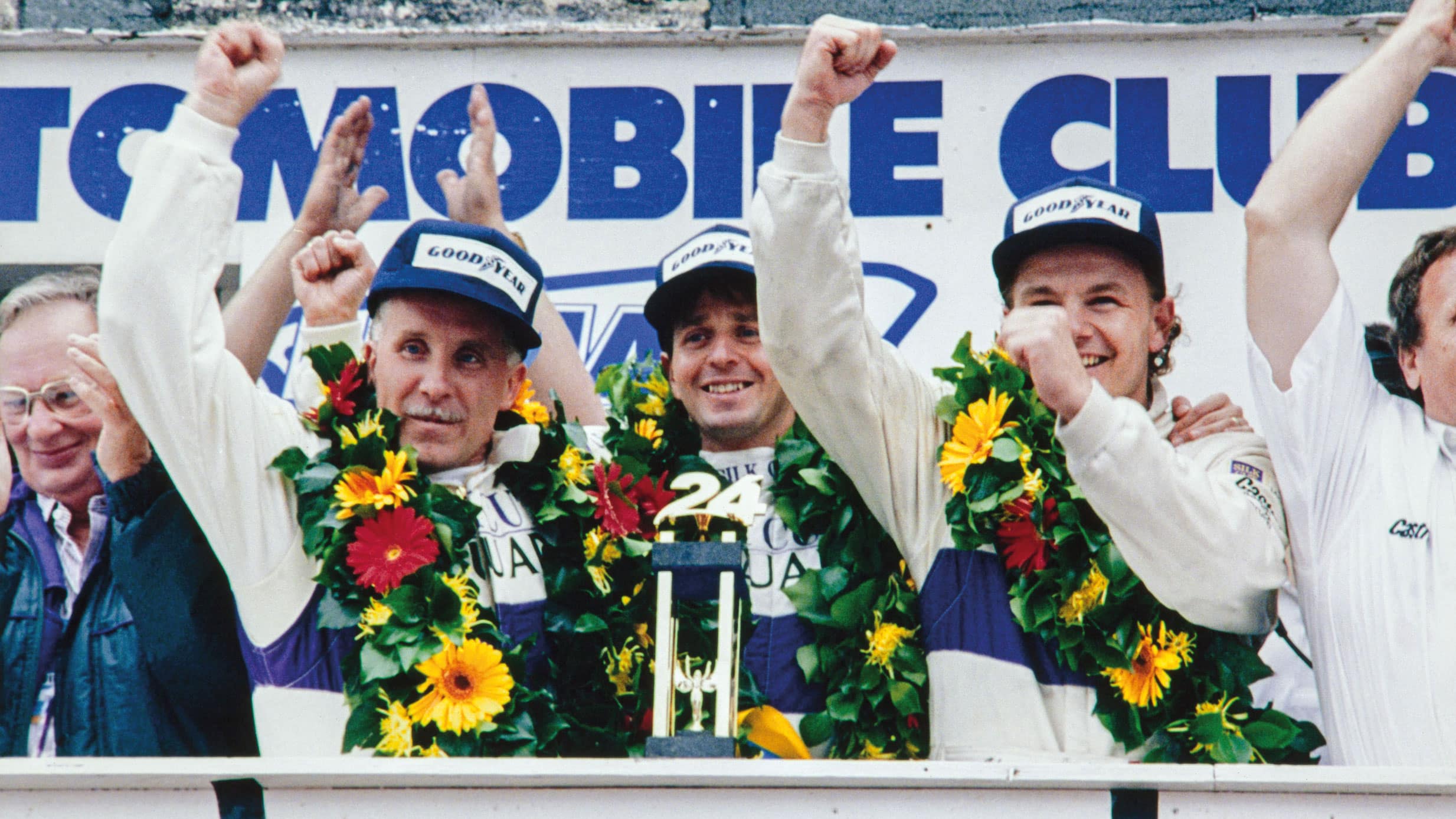 Martin Brundell celebrating victory at Le Mans