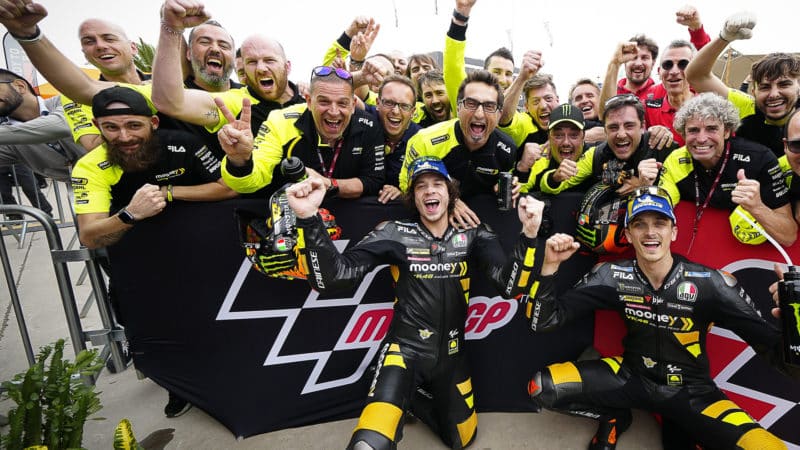 VR46 team celebrate after 2023 MotoGP Argentine sprint race