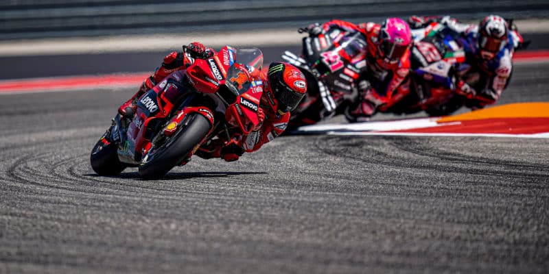 Pecco-Bagnaia-leads-at-the-start-of-the-2023-MotoGP-Grand-Prix-of-the-Americas