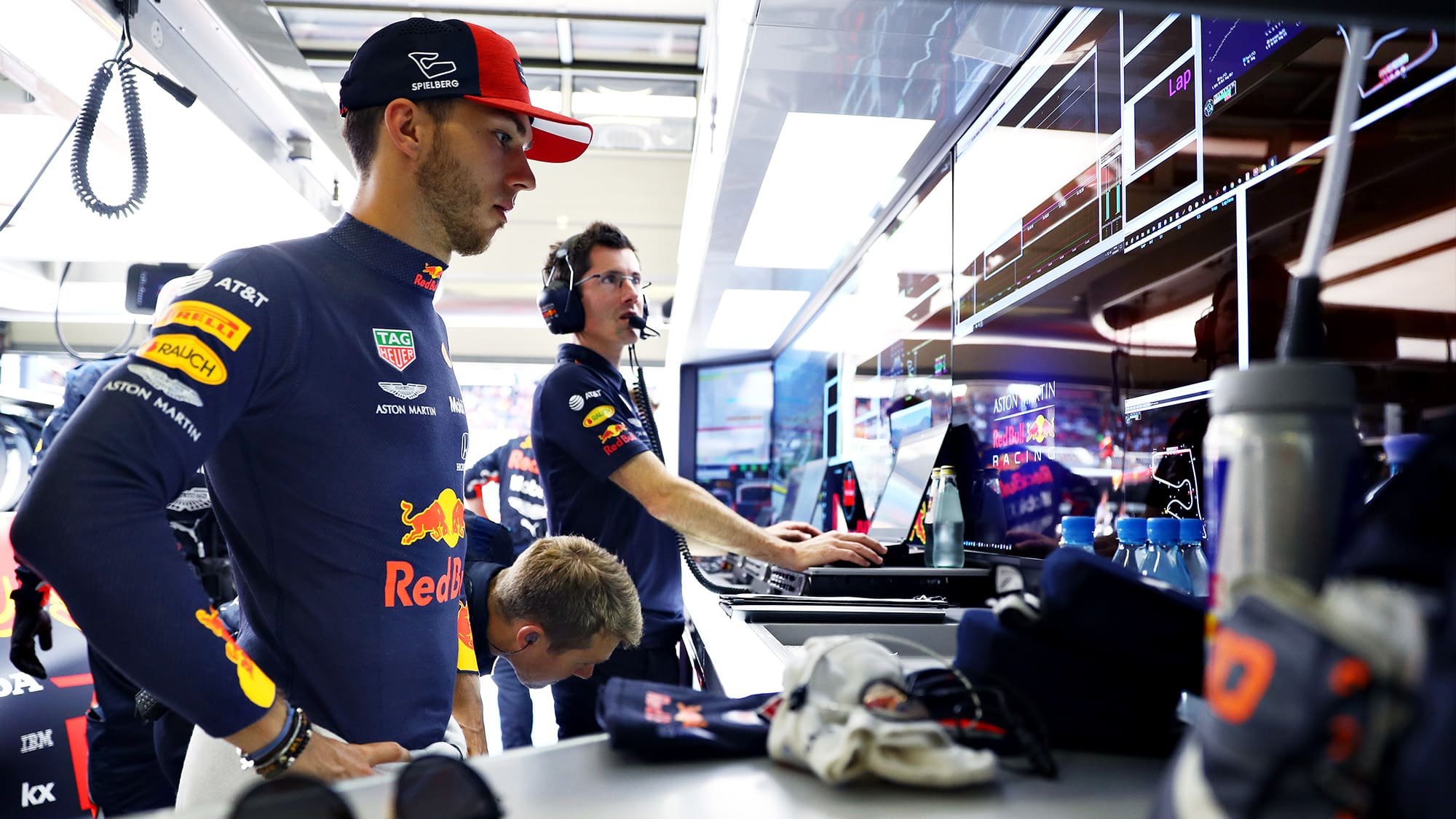 Pierre Gasly in Red Bull garage at Austrian GP
