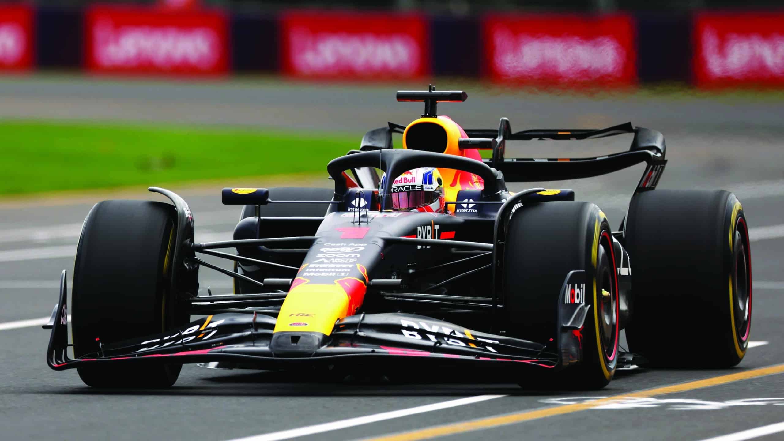 Red Bull of Max Verstappen with DRS open in 2023 Australian Grand Prix
