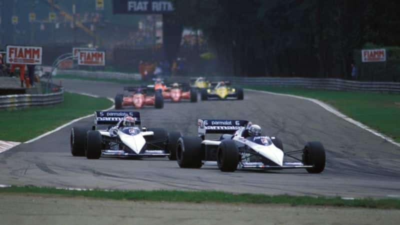 Riccardo Patrese leads David Brabham in 1983 Italian Grand Prix