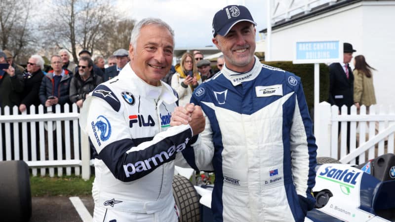 Riccardo Patrese with David Brabham at 2023 Goodwood Members Meeting