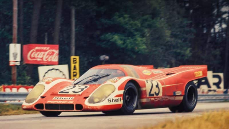 Richard Attwood drives the porsche at Le Mans 1970