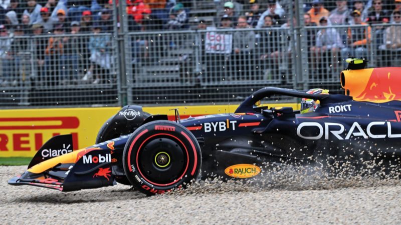 Sergio Perez in the gravel