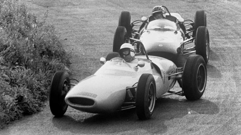 Stirling-Moss-leads-Innes-Ireland-in-1961-Danish-GP