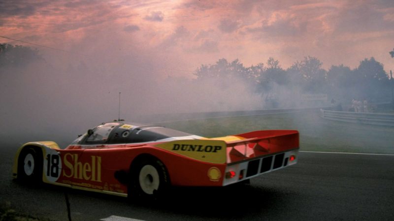 The Porsche 962 in the morning fog