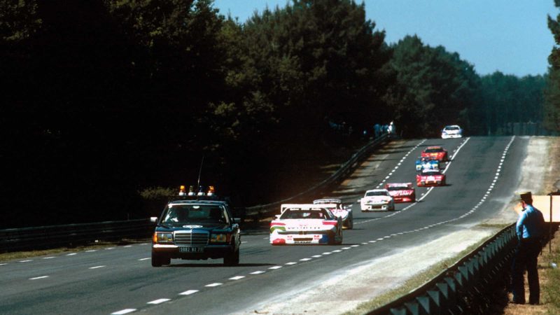The course car leading the field in 1981 Le mans